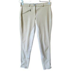 Ladies' Low Rise Full Seat Breeches Size 28 Beige Ribbed Equestrian Riding Pants